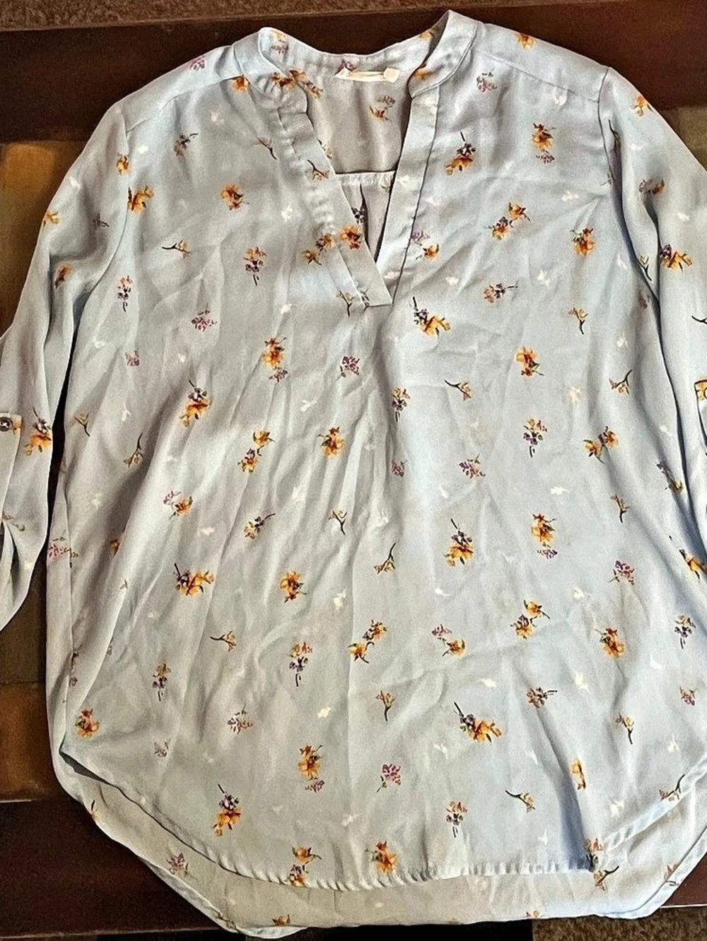 Lush Women’s Floral Blouse in Blue Size Medium